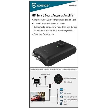 ANTOP Antop SBS-602B HD Smart Boost Antenna Amplifer - Black SBS-602B